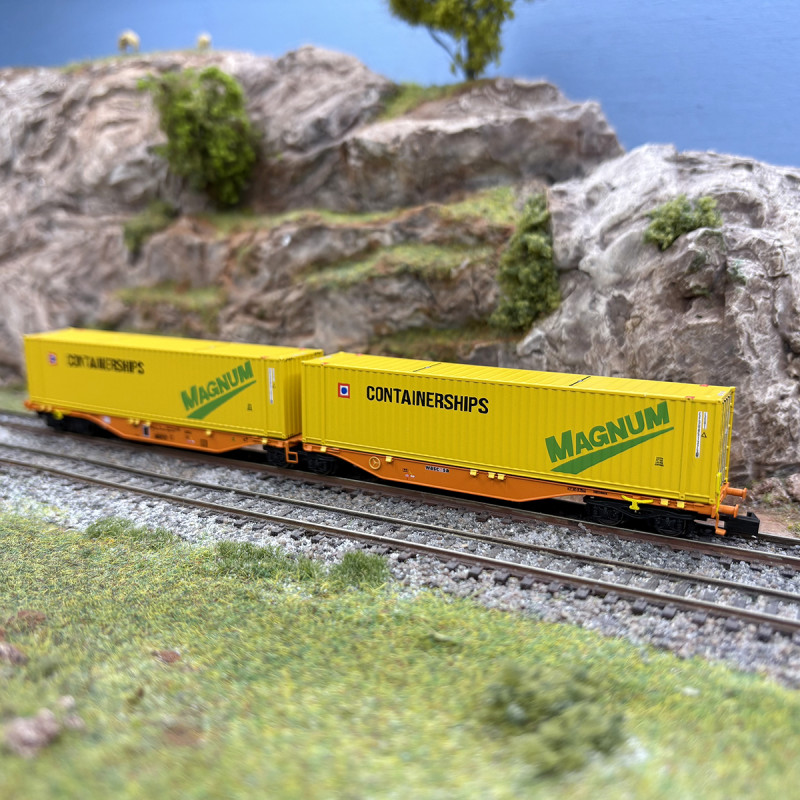 Wagon porte conteneurs Sggmrss 90, Wascosa - REE NW-233