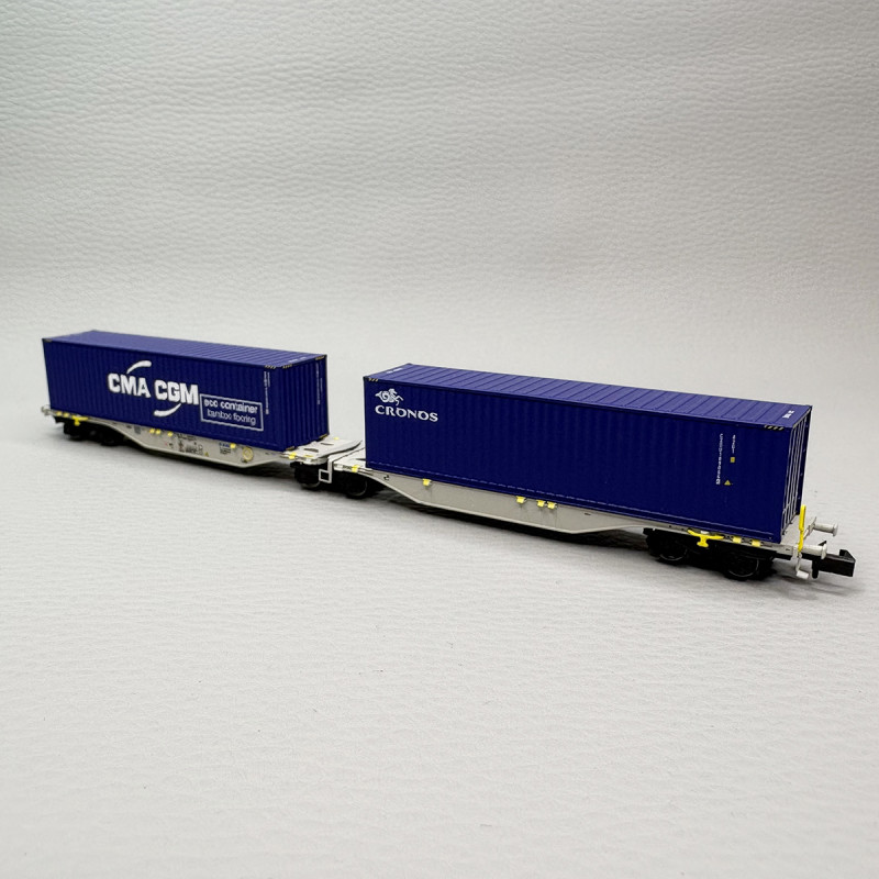 Wagon porte conteneurs Sggmrss 90, AEE - REE NW-328