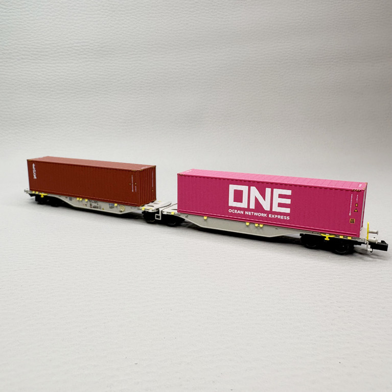 Wagon porte conteneurs Sggmrss 90, AEE - REE NW-329