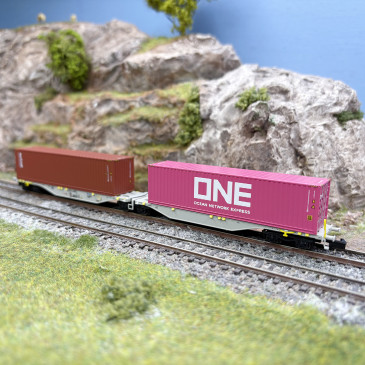 Wagon porte conteneurs Sggmrss 90, AEE - REE NW-329