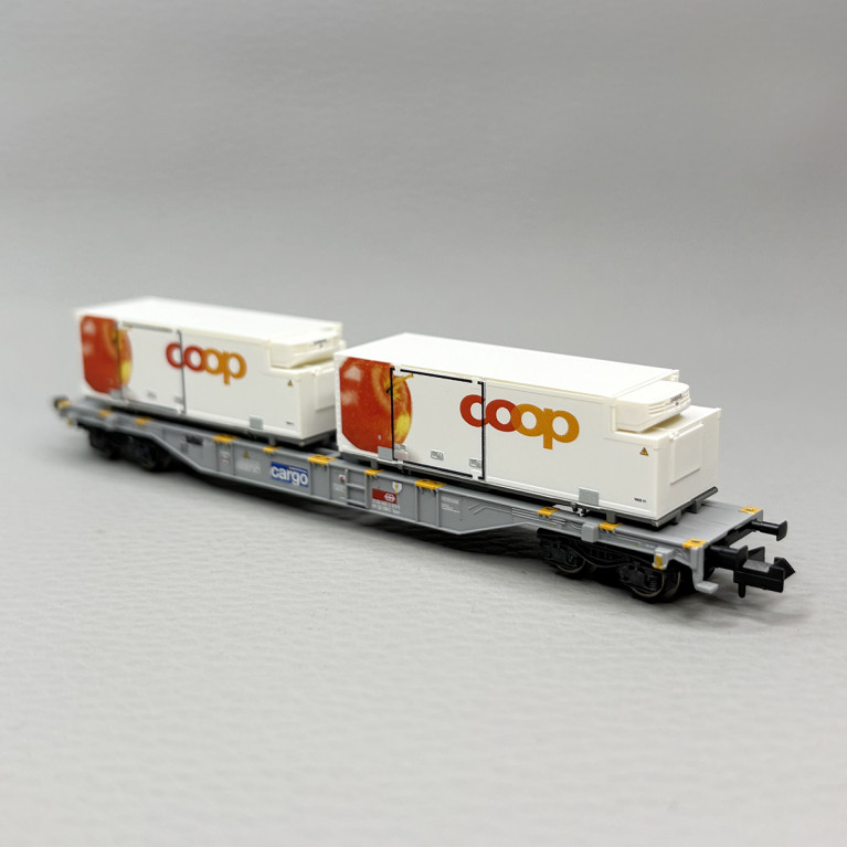 Wagon porte conteneurs type Sgns, "COOP", CFF Cargo (SBB) - MINITRIX 15495