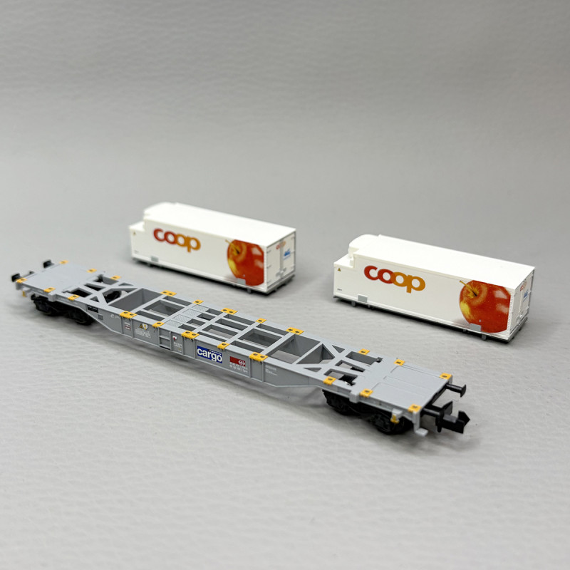Wagon porte conteneurs type Sgns, "COOP", CFF Cargo (SBB) - MINITRIX 15495
