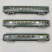 3 voitures allégées "Saucisson", toit vert, A8, B10 et A6D, SNCF - REE VB-499