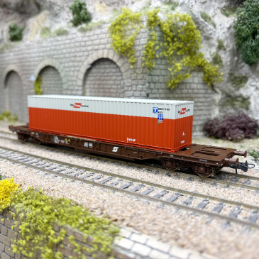 Wagon porte conteneur T3 type Sdgmns, "Rail Cargo Austria", ÖBB, Ep. V - ROCO 67598  - HO 1/87