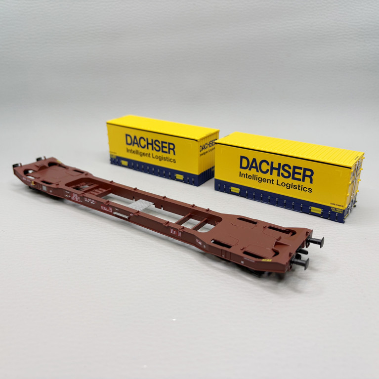 Wagon porte conteneur type Sgkkms 698, "Dachser", DB - MEHANO 28409