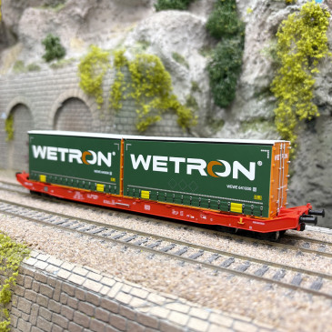 Wagon porte conteneur type Sgkkms 698, "Wetron", DB, Ep. VI - MEHANO 28412 - HO 1/87