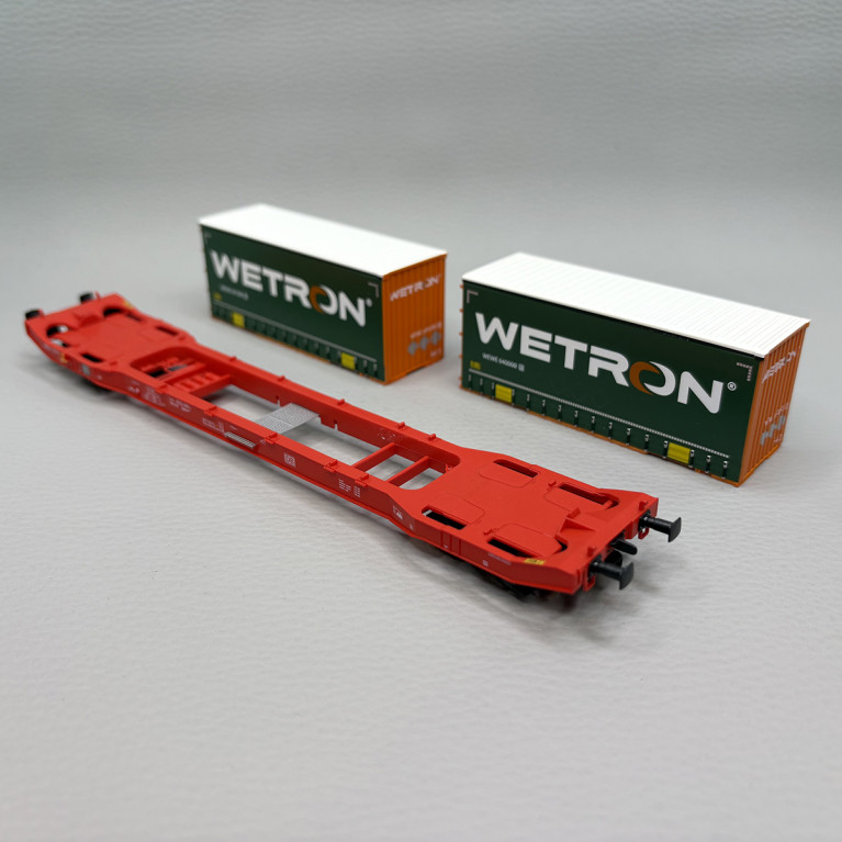 Wagon porte conteneur type Sgkkms 698, "Wetron", DB - MEHANO 28412