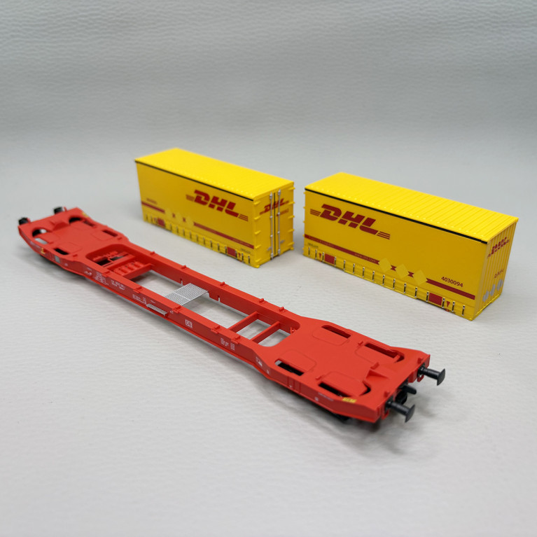 Wagon porte conteneur type Sgkkms 698, "DHL", DB - MEHANO 28411
