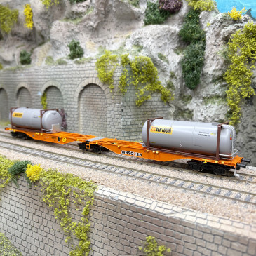 Wagon porte conteneurs type Sggmrs90, "Bertschi", Wascosa, Ep. VI - MEHANO 28401 - HO 1/87