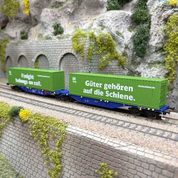 Wagon porte conteneurs type Sggmrs'90, "DB Cargo", Ermewa, Ep. VI - MEHANO 28398 - HO 1/87