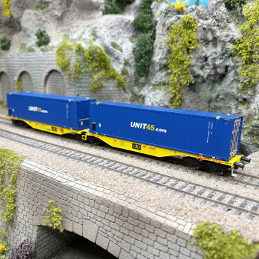 Wagon porte conteneurs type Sggmrs'90, "UNIT 45", Clip, Ep. VI - MEHANO 28402 - HO 1/87