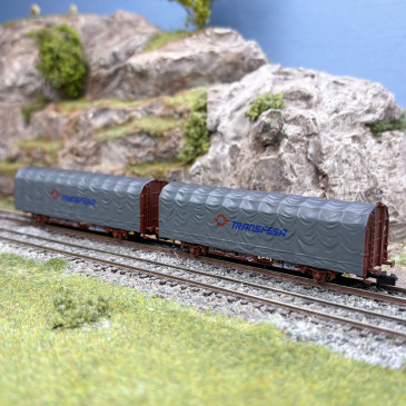 2 wagons bâchés type Lis K70, "Transfesa", RENFE, Ep. V - ARNOLD HN6711 - N 1/160