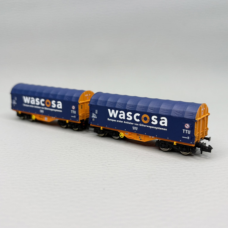 2 wagons à bâche coulissante type Shimmns, Wascosa - FLEISCHMANN 6660105