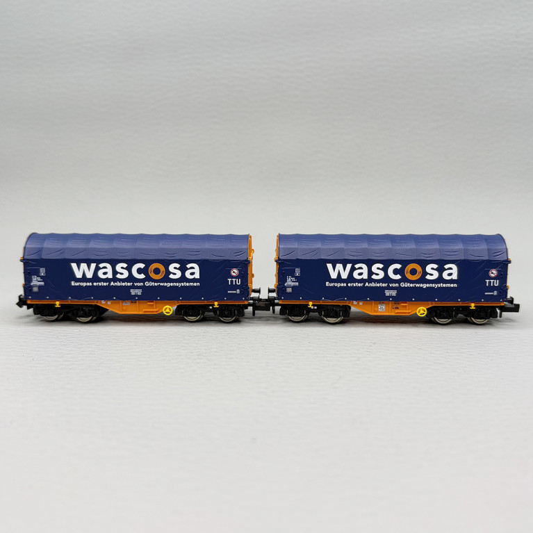 2 wagons à bâche coulissante type Shimmns, Wascosa - FLEISCHMANN 6660105