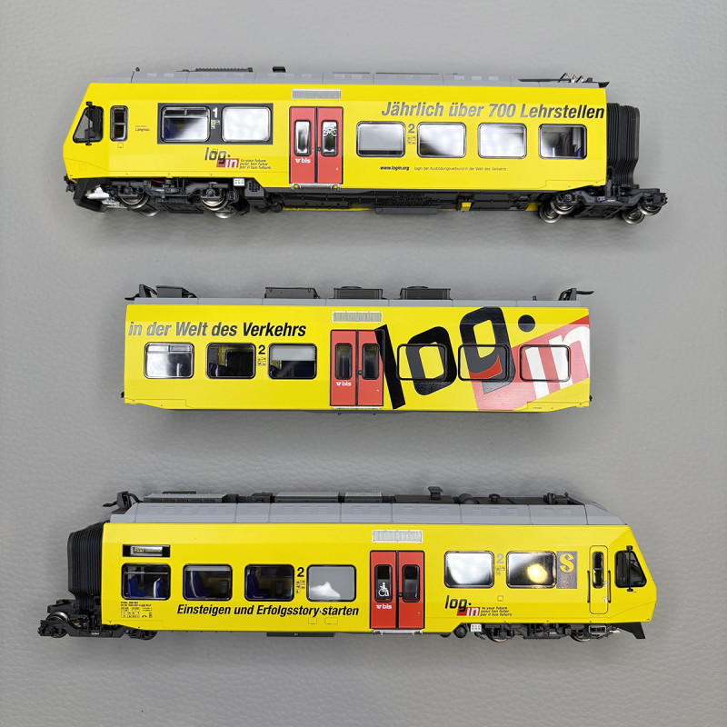 Automotrice RaBe 525 037 NINA "Login", 3 éléments, BLS - LSMODELS 17201DC