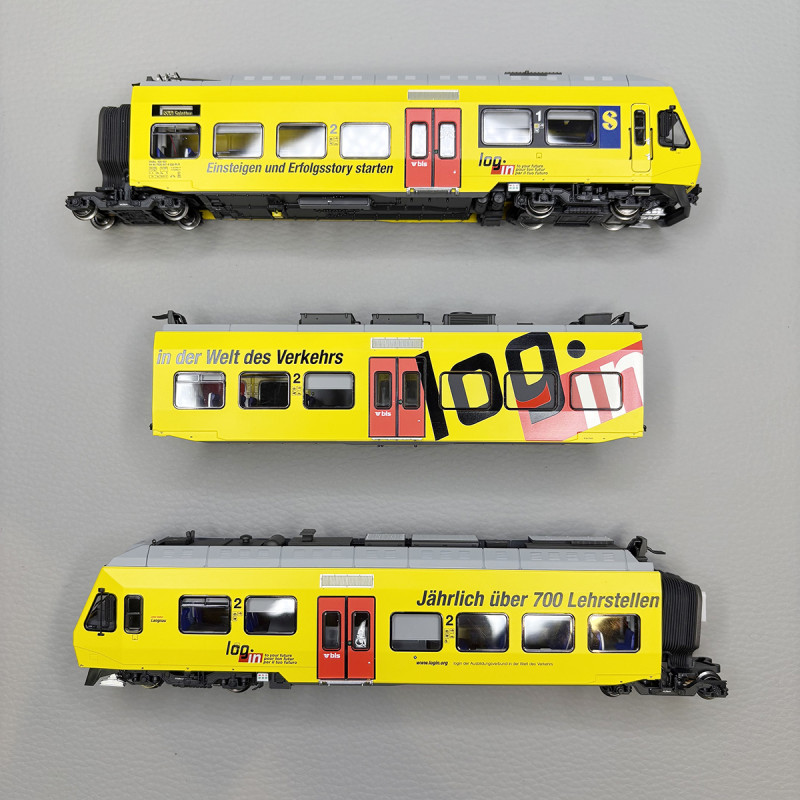 Automotrice RaBe 525 037 NINA "Login", 3 éléments, BLS - LSMODELS 17201DCS