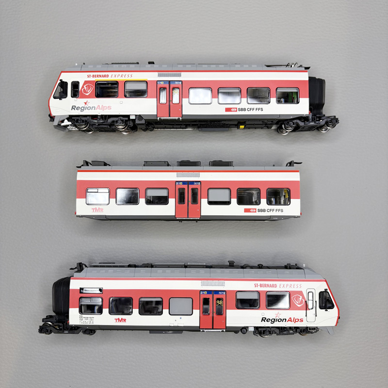 Automotrice RA 39 RegionAlps "St Bernard Express", 3 éléments, TMR / SBB, Ep. VI - LSMODELS 17200DC