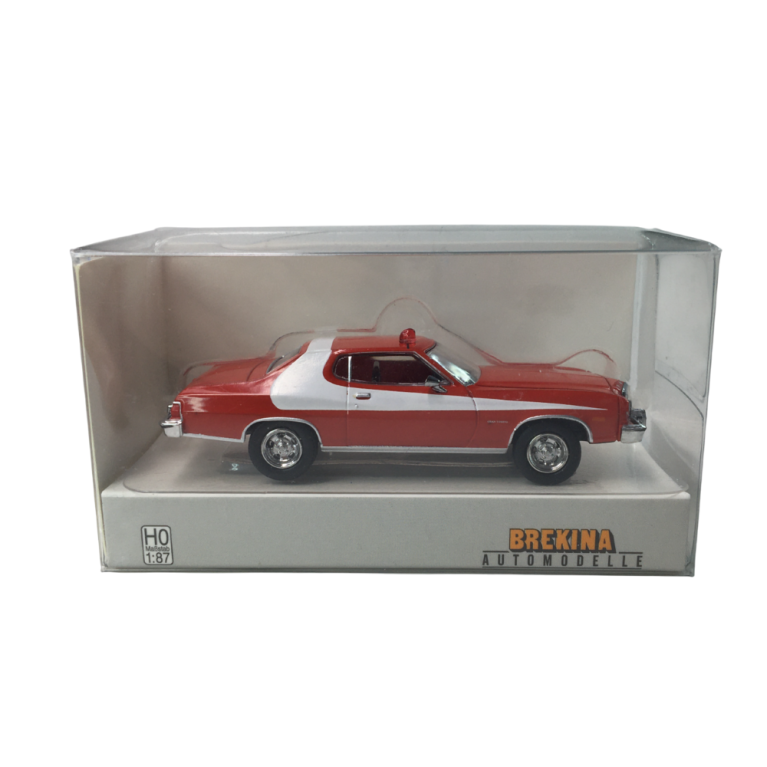 FORD Gran Torino, rouge/blanche avec gyrophare, "Starsky & Hutch" 1976 - BREKINA 19729 - HO 1/87