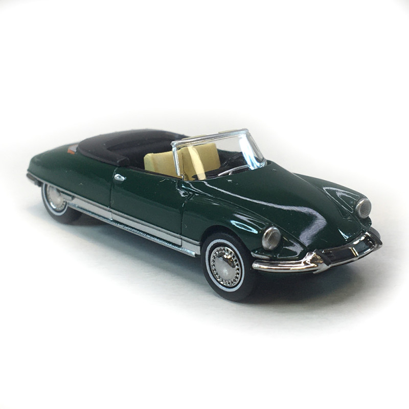 Citroën DS 19 cabriolet capote ouverte, vert forêt, 1963 - SAI 7804 - HO 1/87