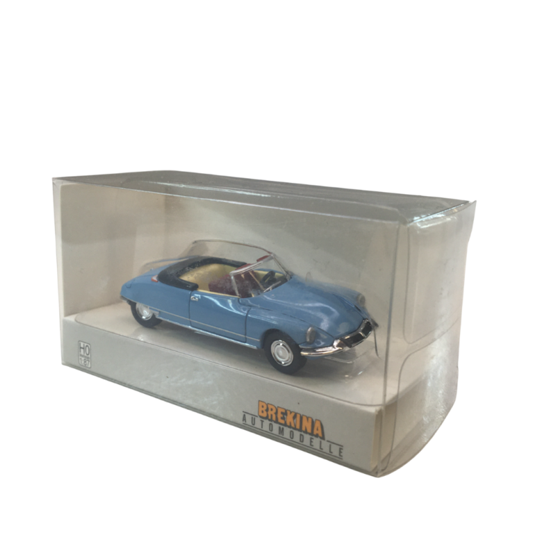 Citroën DS 19 cabriolet capote ouverte, bleu ciel, 1963 - SAI 7809.2 - HO 1/87