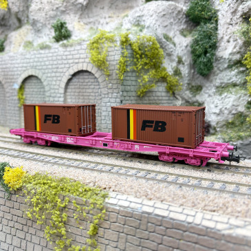 Wagon porte conteneurs S70, "FB", SNCF, Ep. IV - JOUEF HJ6278 - HO 1/87