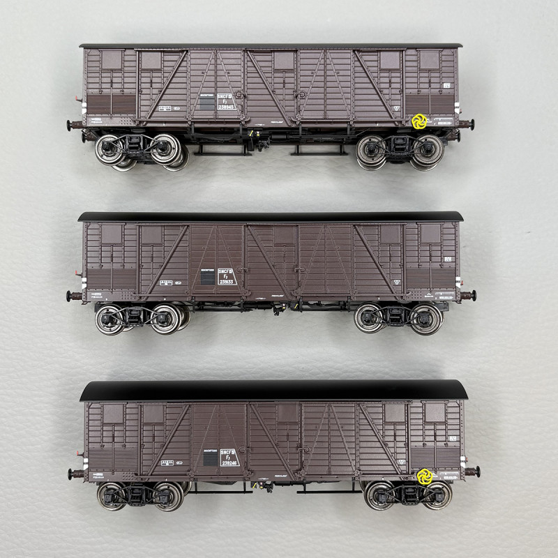 3 wagons couverts Primeurs TP, 4 portes, SNCF - REE WB-910