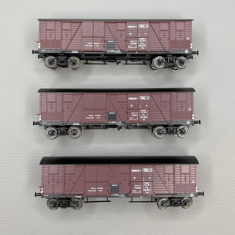 3 wagons couverts Primeurs TP, 4 portes, PLM - REE WB-907