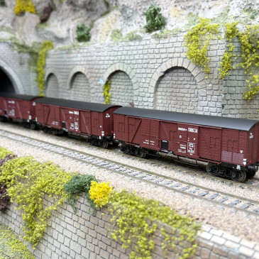 3 wagons couverts Primeurs TP, 4 portes, PLM, Ep. II - REE WB-907 - HO 1/87