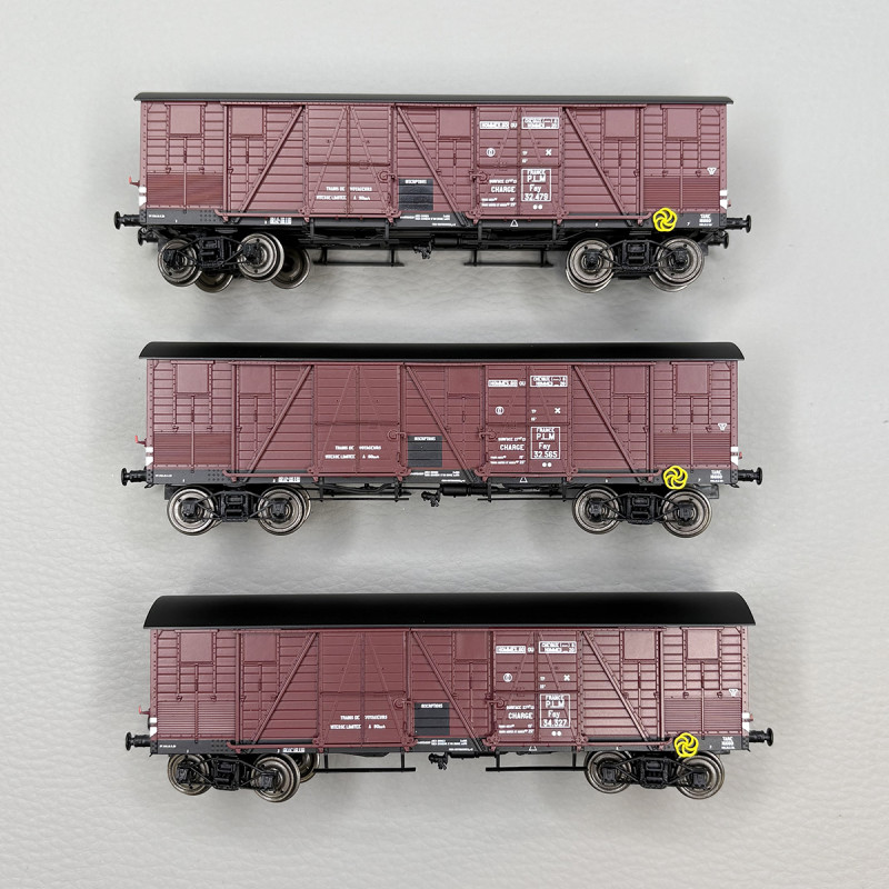3 wagons couverts Primeurs TP, 4 portes, PLM - REE WB-907