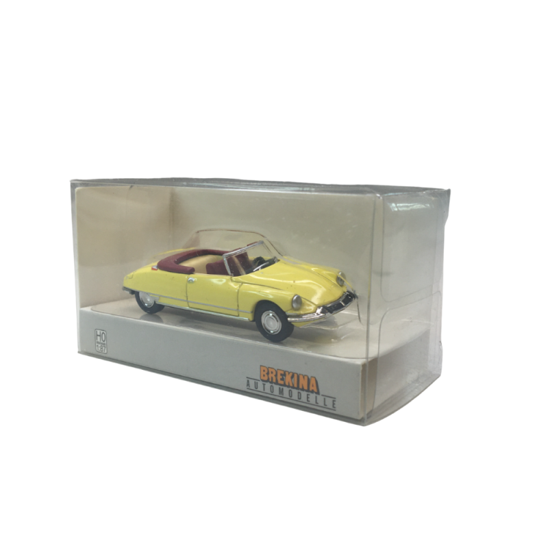 Citroën DS 19 cabriolet capote ouverte, jaune, 1963 - SAI 7809.4 - HO 1/87