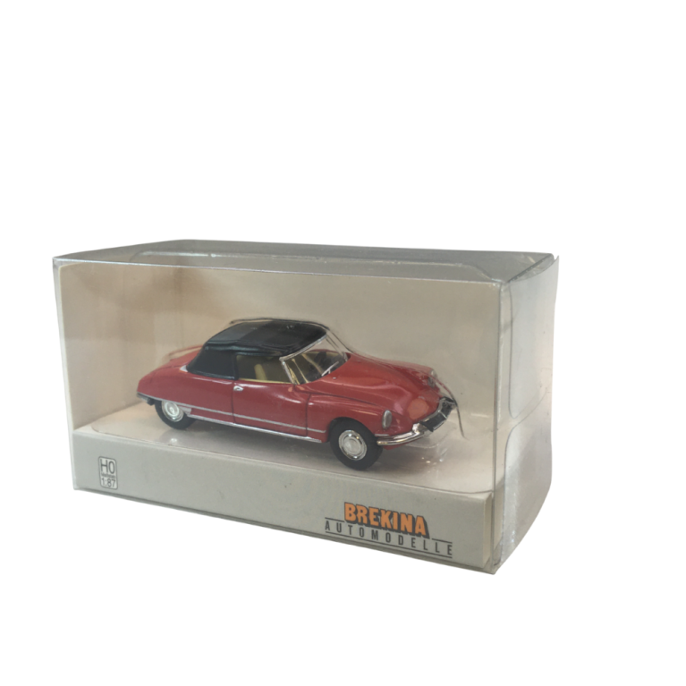 Citroën DS 19 cabriolet capote fermé, rouge corail, 1963 - SAI 7813 - HO 1/87