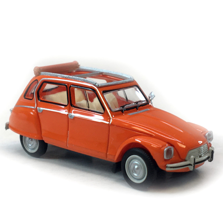 Citroën Dyane 6 capote ouverte, orange cuivre indien, 1973 - SAI 7624 - HO 1/87