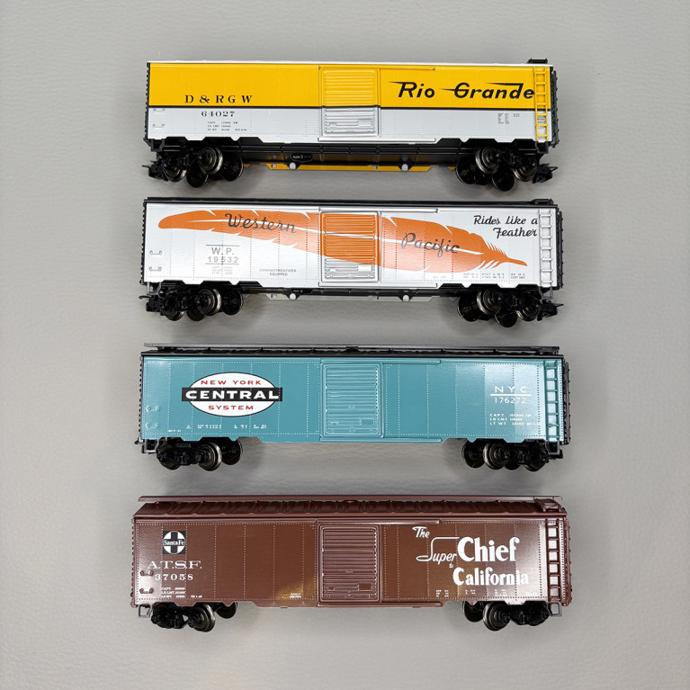 4 wagons marchandises "Boxcar", USA, Tin Plate - MARKLIN 45712