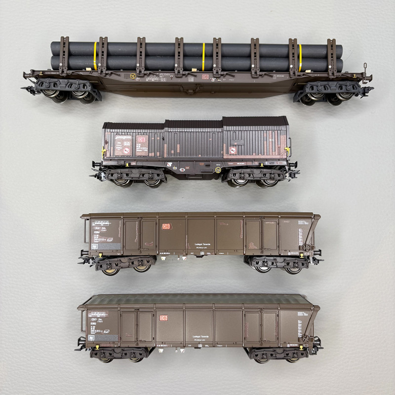 4 wagons marchandises différents avec chargements, DB - MARKLIN 46915
