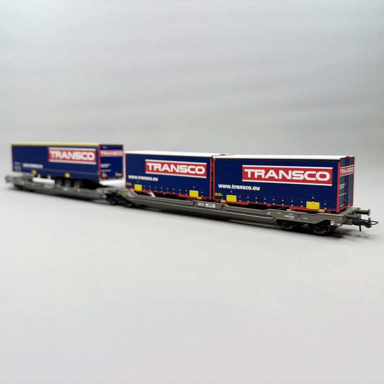 Wagon articulé double poche, Sdggmrs 738 / T3000e, "Transco", Hupac - ROCO 6600113