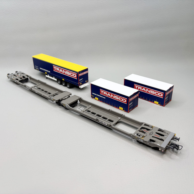 Wagon articulé double poche, Sdggmrs 738 / T3000e, "Transco", Hupac - ROCO 6600113