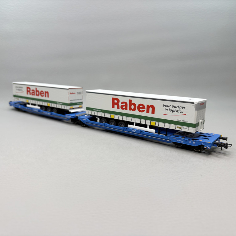 Wagon articulé double poche, Sdggmrs 738 / T3000e, "Raben", VTG - ROCO 6600117