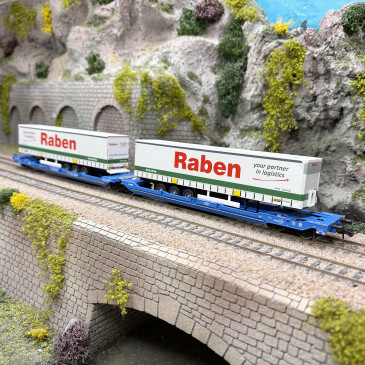 Wagon articulé double poche, Sdggmrs 738 / T3000e, "Raben", VTG, Ep. VI - ROCO 6600117 - HO 1/87