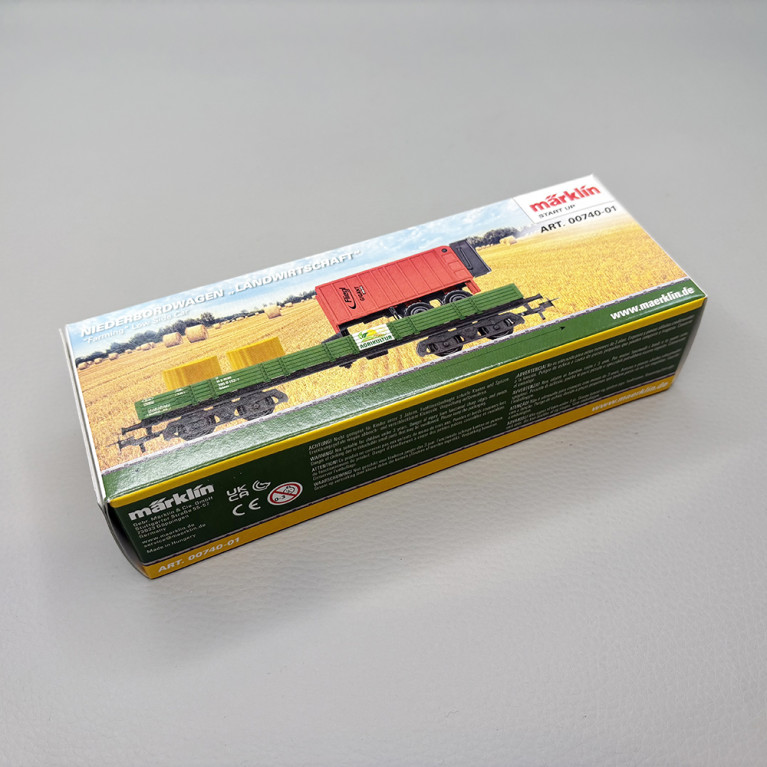 Wagon plat à rebords bas Rlmms, chargement agricole, StART UP  - MARKLIN 00740-01