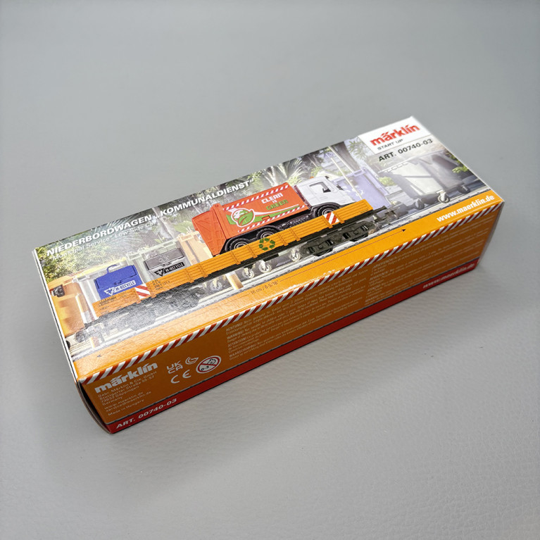 Wagon plat à rebords bas Rlmms, chargement service communal, StART UP  - MARKLIN 00740-03