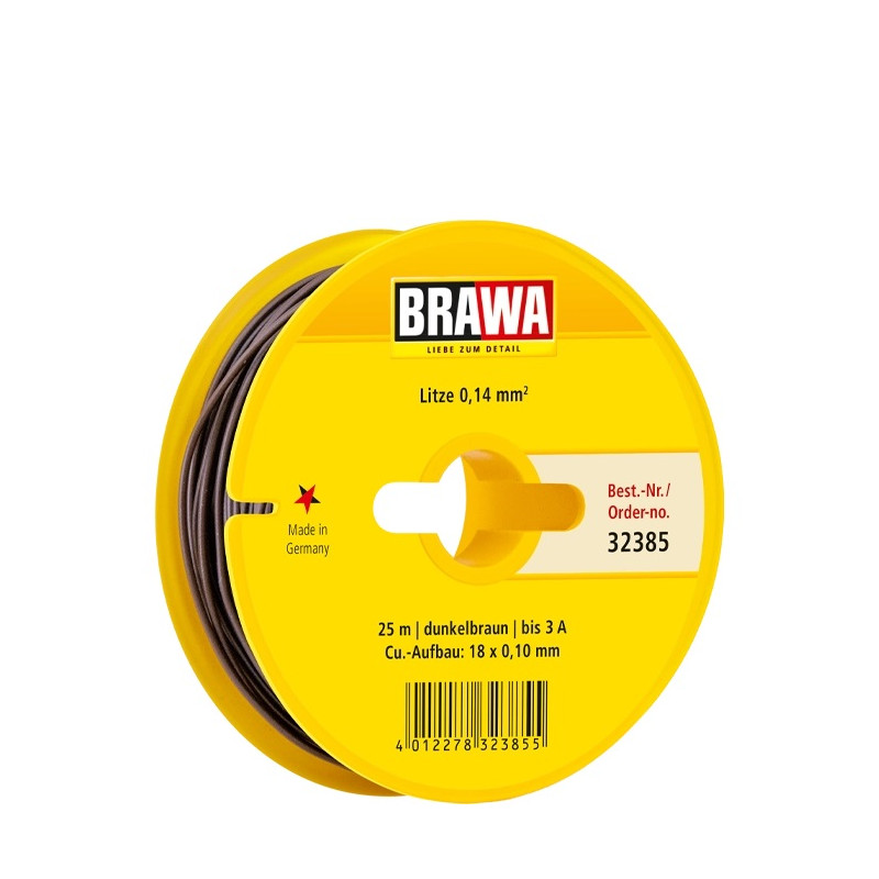 Câble 0,14 mm² cuivre multibrins, 3A, Brun, 25 ml - BRAWA 32385