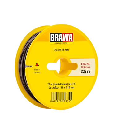 Câble 0,14 mm² cuivre multibrins, 3A, Brun, 25 ml - BRAWA 32385