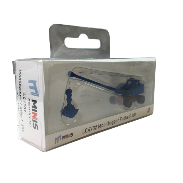 Excavatrice Fuschs F 301 avec pelle, bleu rouge, 1957 - MINIS LC4702 - N 1/160