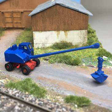 Excavatrice Fuschs F 301, flèche en treillis avec pelle, bleu rouge, 1957 - MINIS LC4702 - N 1/160