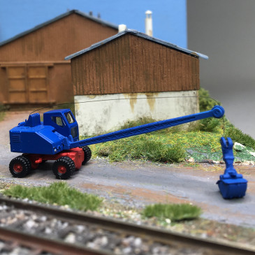 Excavatrice Fuschs F 301, flèche en treillis avec pelle, bleu rouge, 1957 - MINIS LC4701 - N 1/160