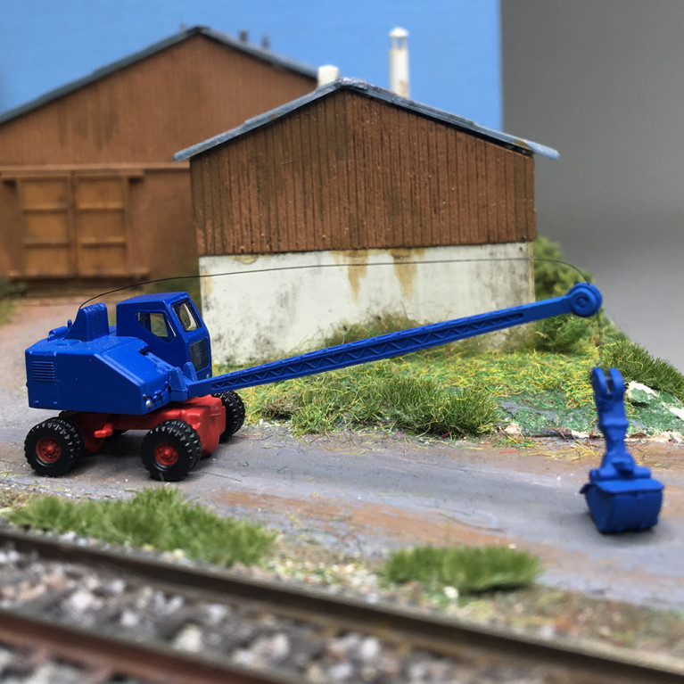 Excavatrice Fuschs F 301, flèche en treillis avec pelle, bleu rouge, 1957 - MINIS LC4701 - N 1/160