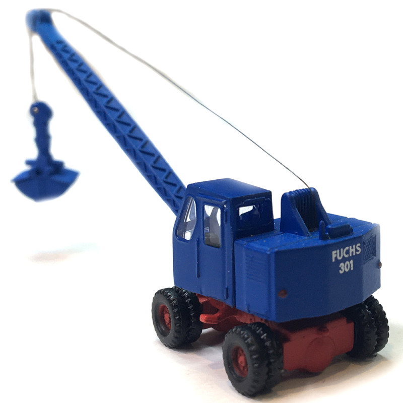Excavatrice Fuschs F 301, flèche en treillis avec pelle, bleu rouge, 1957 - MINIS LC4701 - N 1/160