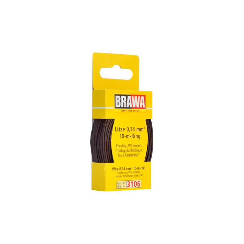 Câble 0,14 mm² cuivre multibrins, 3A, Brun, 10 ml - BRAWA 3106