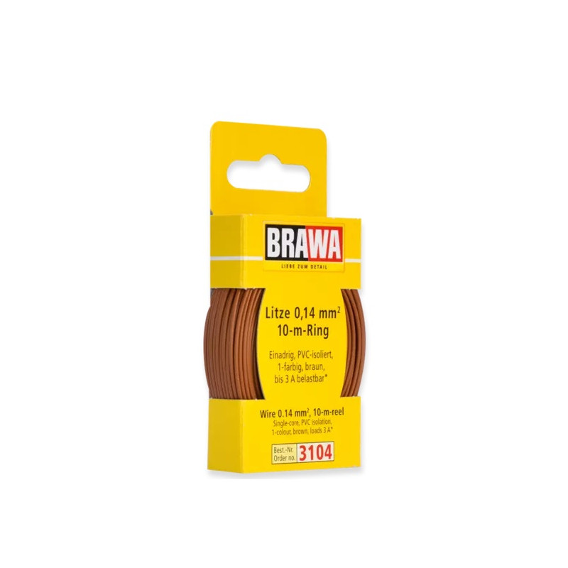 Câble 0,14 mm² cuivre multibrins, 3A, Marron, 10 ml - BRAWA 3104
