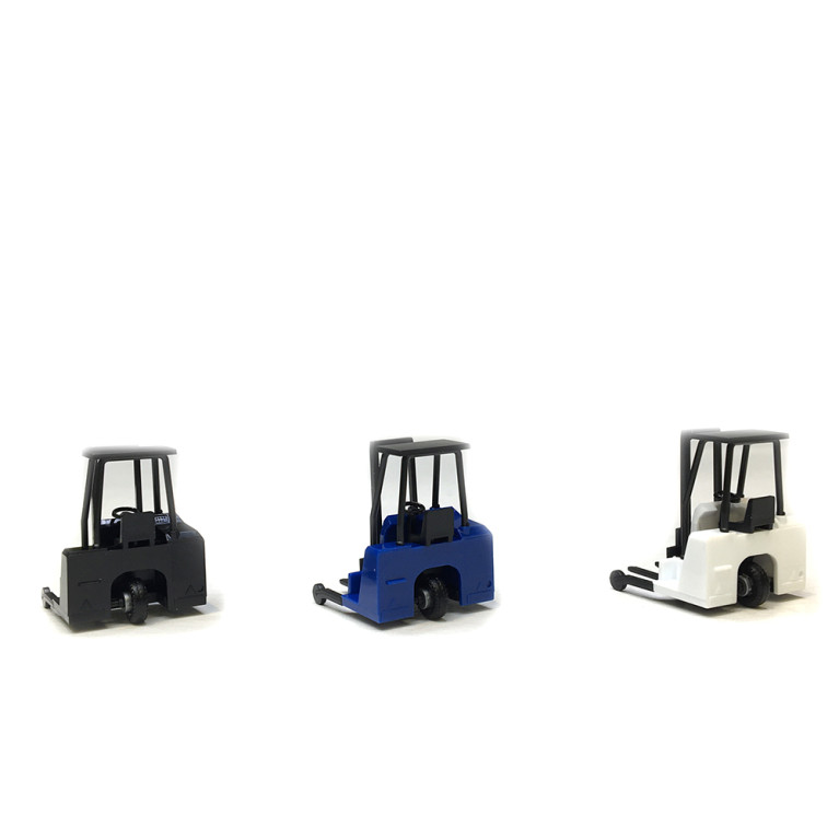 Chariot élévateurs embarqués en blanc, bleu et noir  - HERPA 053860-002 - HO 1/87